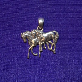 Two Horses Silver Pendant